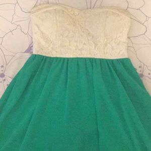 Off white green dress